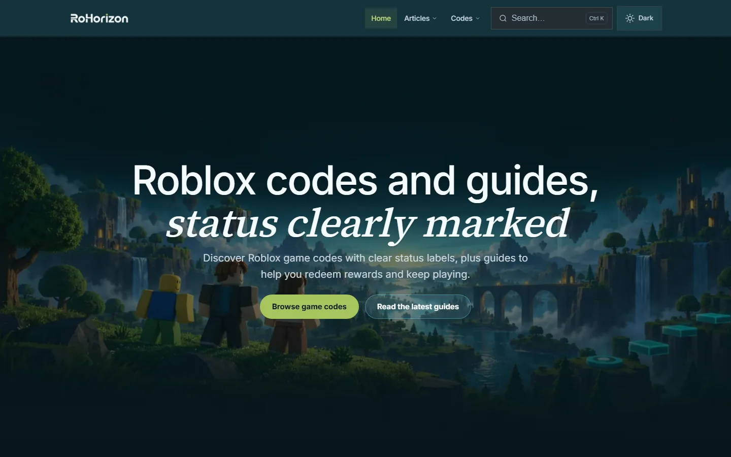The RoHorizon home page, a separate brand with its own domain and its own visual treatment.